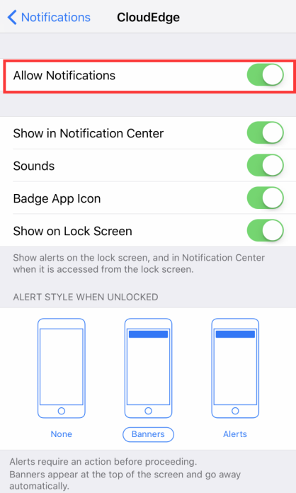 The Alarm Push Settings
