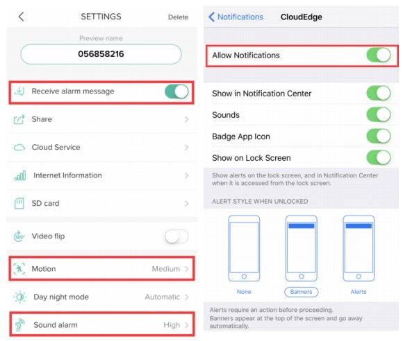 Configuraciones Alarma Push