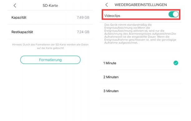 SD-Karteneinstellungen